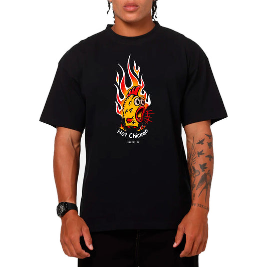 Pollo Caliente Arte Neon Camiseta Slim Fit