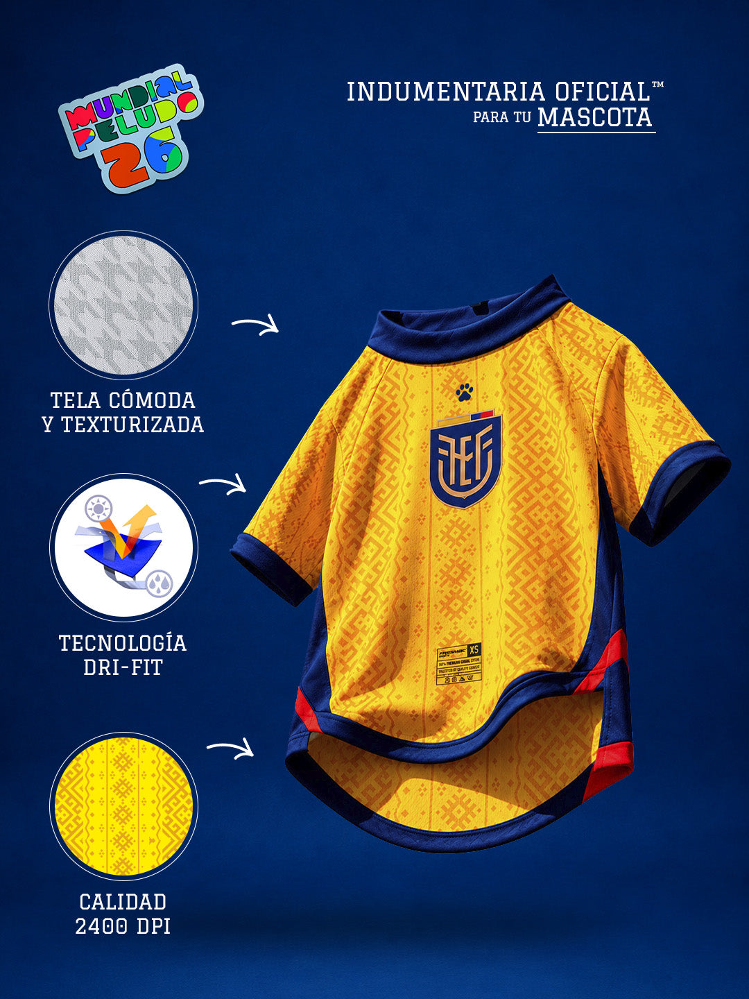 Camiseta para Perros y Gatos Ecuador Mundial 2026