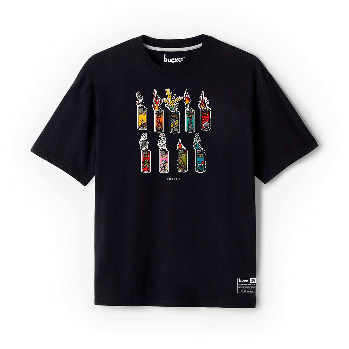 Fosforera Patron Fuego Arte Neon Camiseta Slim Fit
