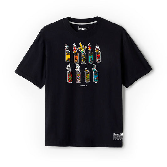 Fosforera Patron Fuego Arte Neon Camiseta Slim Fit