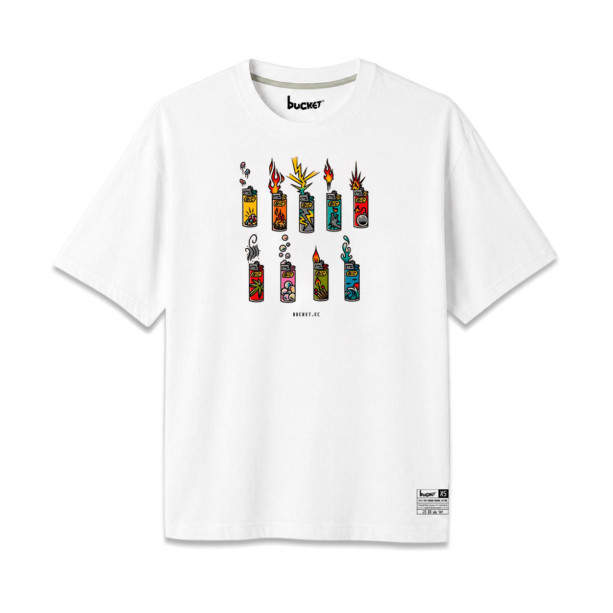 Fosforera Patron Fuego Arte Neon Camiseta Slim Fit