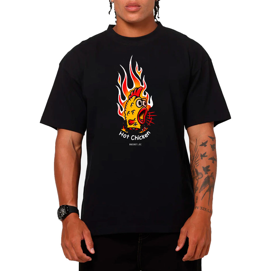 Pollo Caliente Arte Neon Camiseta Slim Fit