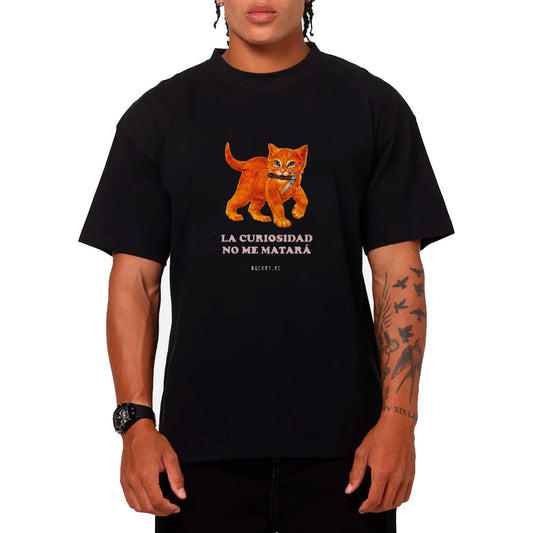 Gato Curioso Navaja Camiseta Slim Fit