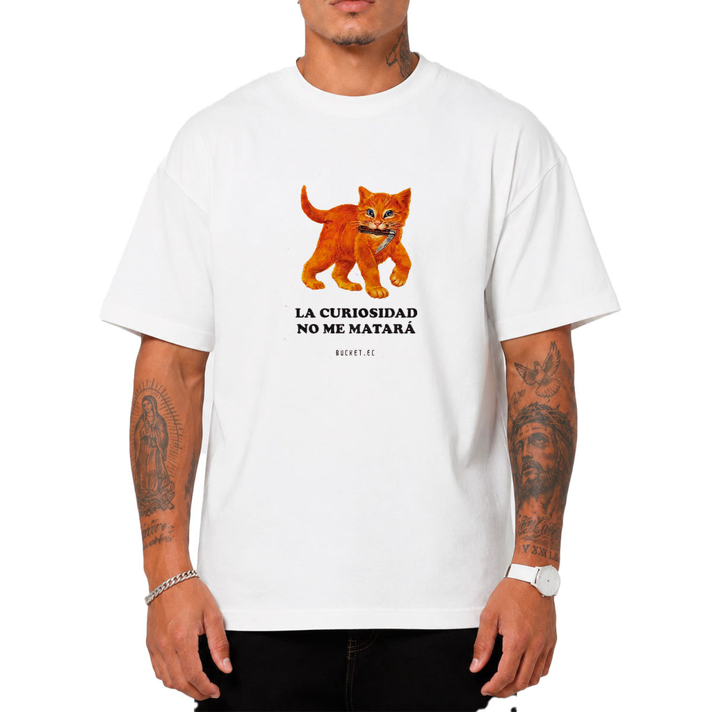 Gato Curioso Navaja Camiseta Slim Fit